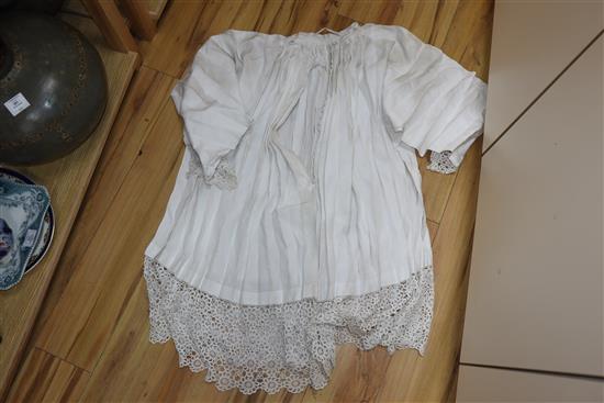 Three linen French priests garments with ecclesiastical crochet